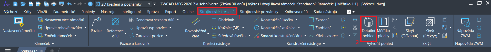 Detailný pohľad v ZWCAD MFG - ikonka