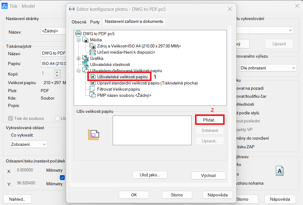 Tlač vlastnéhoformátu - krok 2