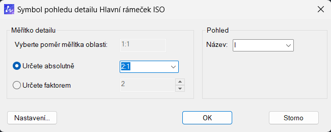Detailný pohľad v ZWCAD MFG - nastavenie