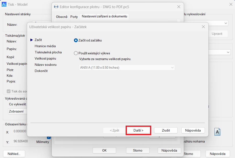 Tlač vlastného formátu - krok 3
