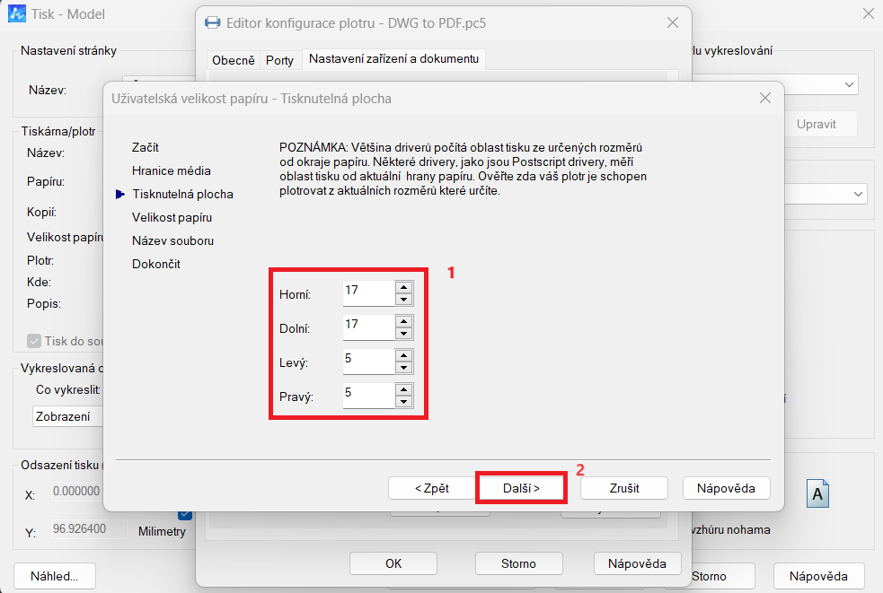 Tlač vlastného formátu - krok 5