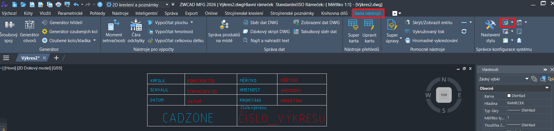 Postup tvorby vlastného razítka v ZWCAD MFG - definice rohového razítka ikona