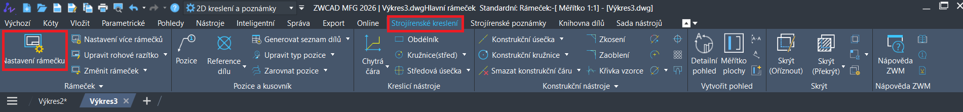Postup tvorby vlastného razítka v ZWCAD MFG - Nastavení rámečku