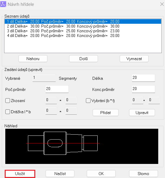 Generátor hriadeľov, uloženie- ZWCAD Mechanical