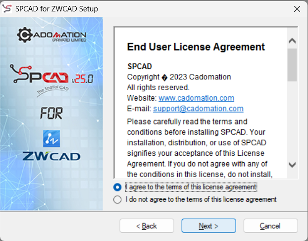 SPCAD inštalácia súhlas